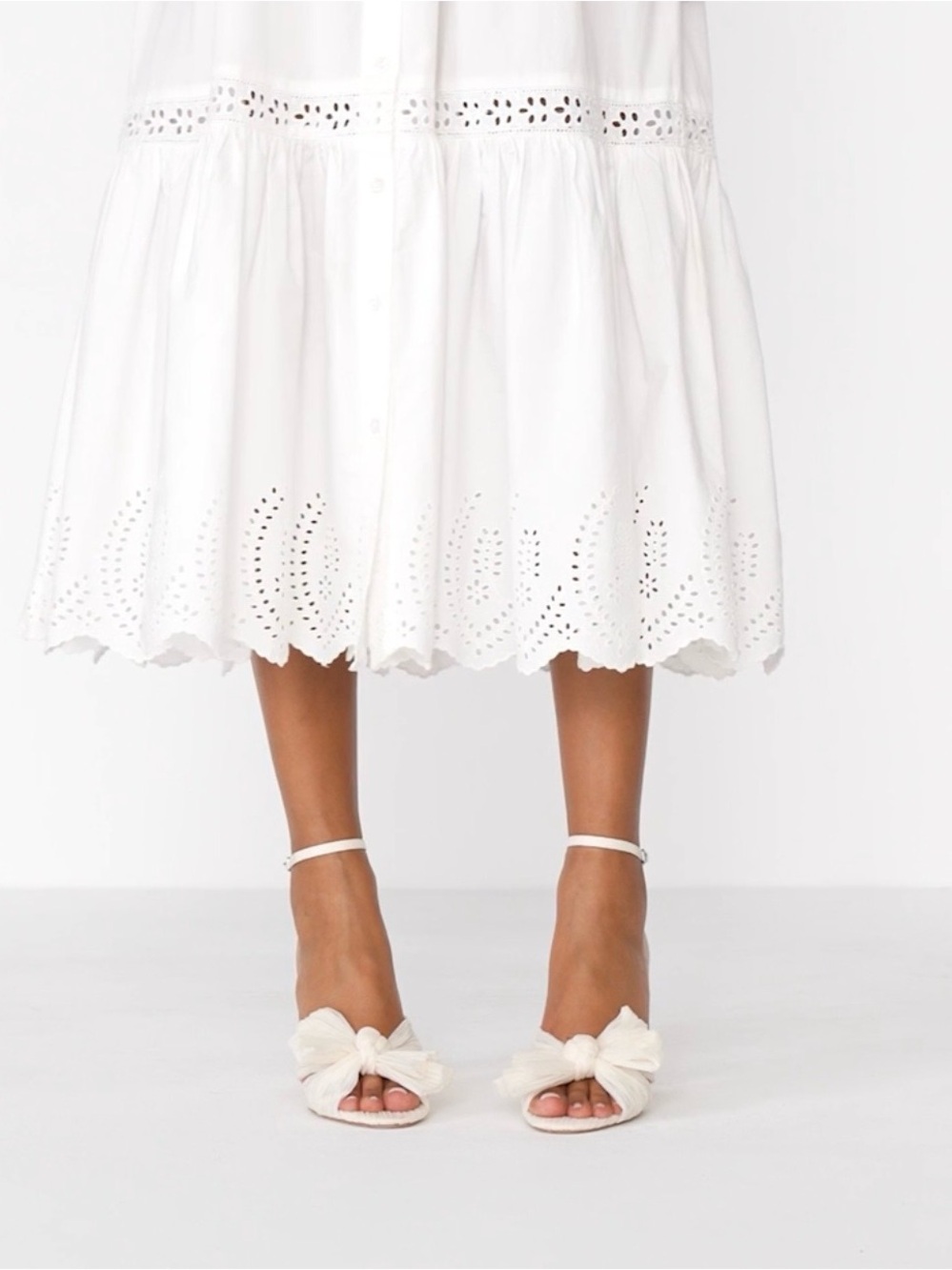 Loeffler Randall Women's Camellia Bow High Heel Sandals Pearl 6/6.5/8/10 $395